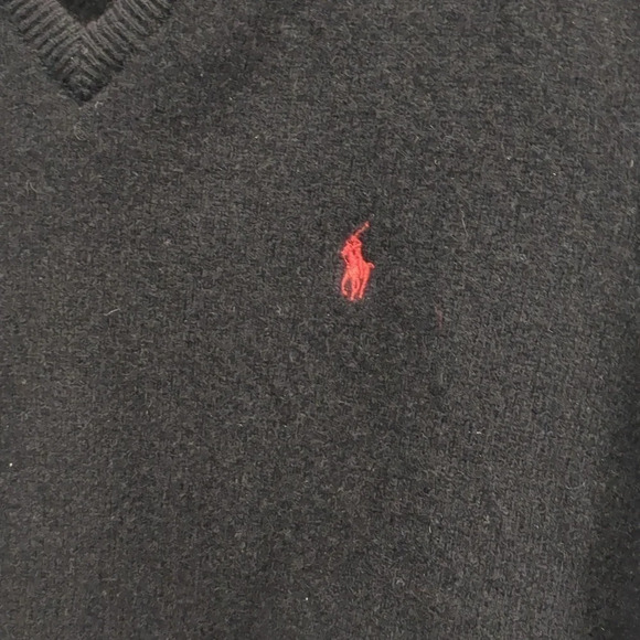 Polo by Ralph Lauren 100% Lambswool Black Vest w Red Pony Size XL - Picture 4 of 5